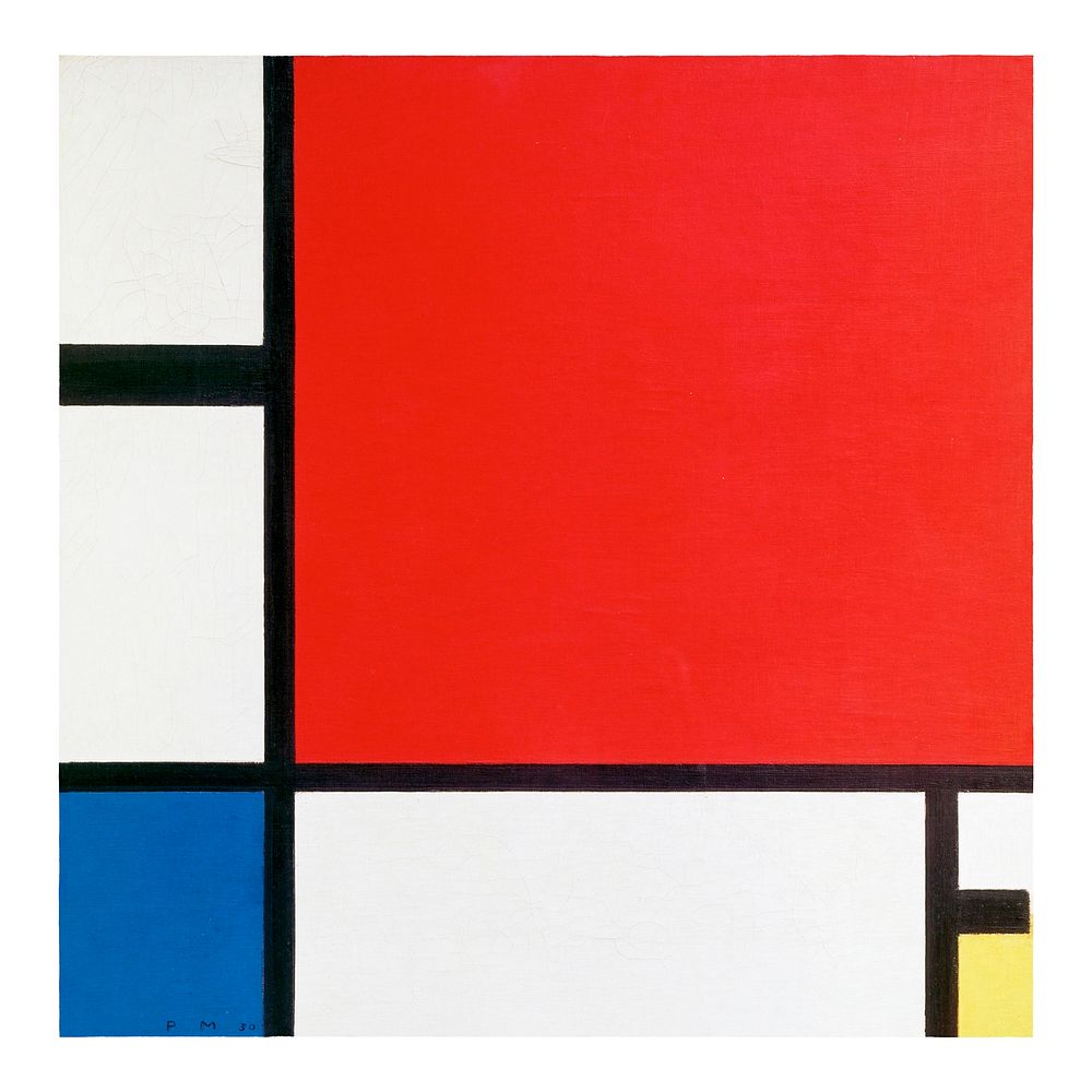 Piet Mondrian art print, vintage Composition with Red, Blue, and Yellow painting