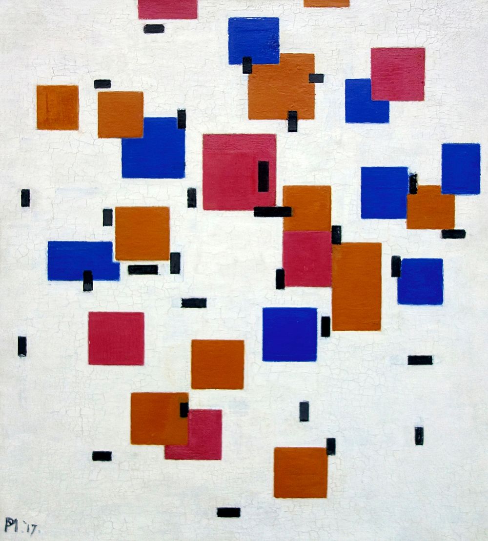 Piet Mondrian's Composition in colour A (1917) famous painting. Original from Wikimedia Commons. Digitally enhanced by…