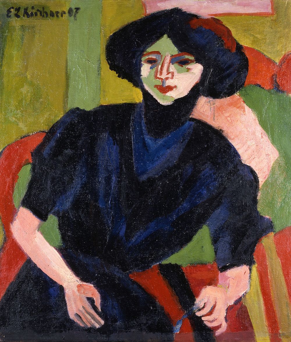 Ernst Ludwig Kirchner's Portrait of a Woman (1911) famous painting. Original from the Saint Louis Art Museum. Digitally…