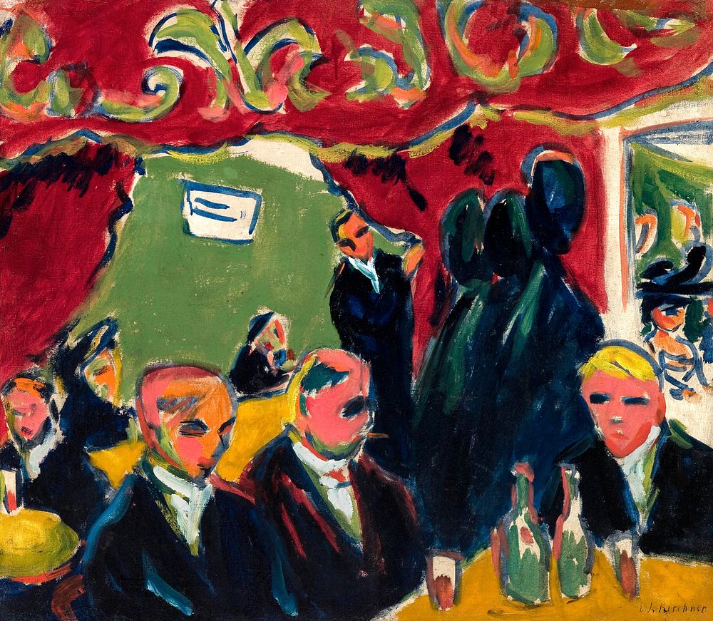 Ernst Ludwig Kirchner's Tavern (1909) famous painting. Original from the Saint Louis Art Museum. Digitally enhanced by…