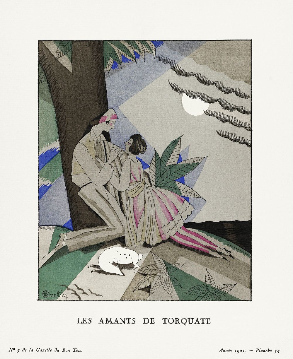 Les amants de torquate (1921) fashion plate in high resolution by Charles Martin, published in Gazette du Bon Ton. Original…