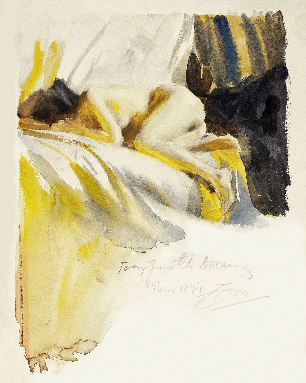 Nude Lying On Bed (1894) by Anders Zorn. Original from The Art Institute of Chicago. Digitally enhanced by rawpixel.