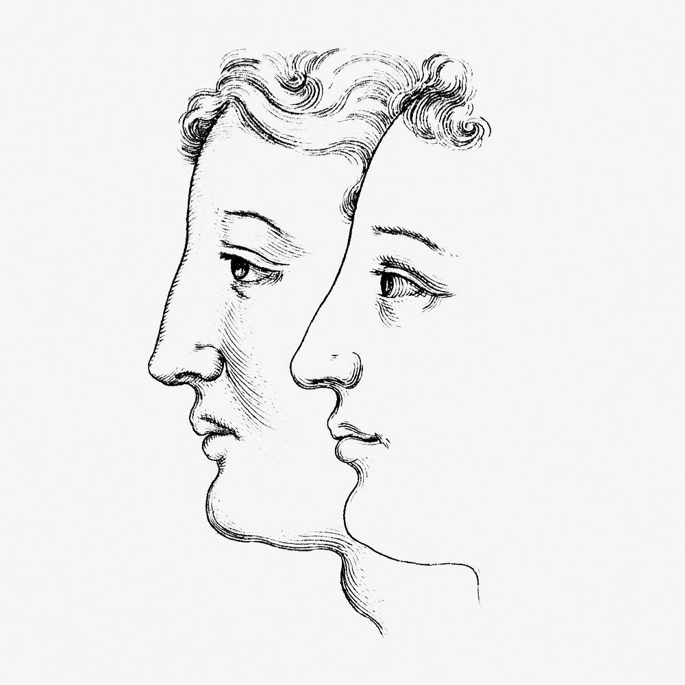 Human faces monochrome vintage illustration