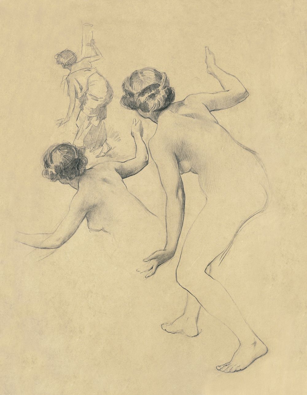 Naked women bending over. Study of Bending Nude Figure (1900) by Louis Schaettle. Original from The Smithsonian. Digitally…