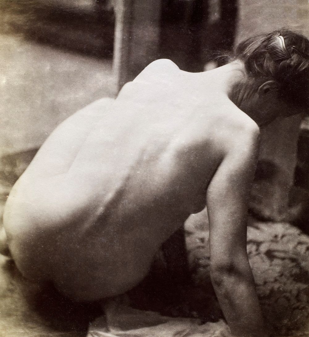 Study of a nude female model, seen from the back (ca. 1900&ndash;1914). Original from The Rijksmuseum. Digitally enhanced by…
