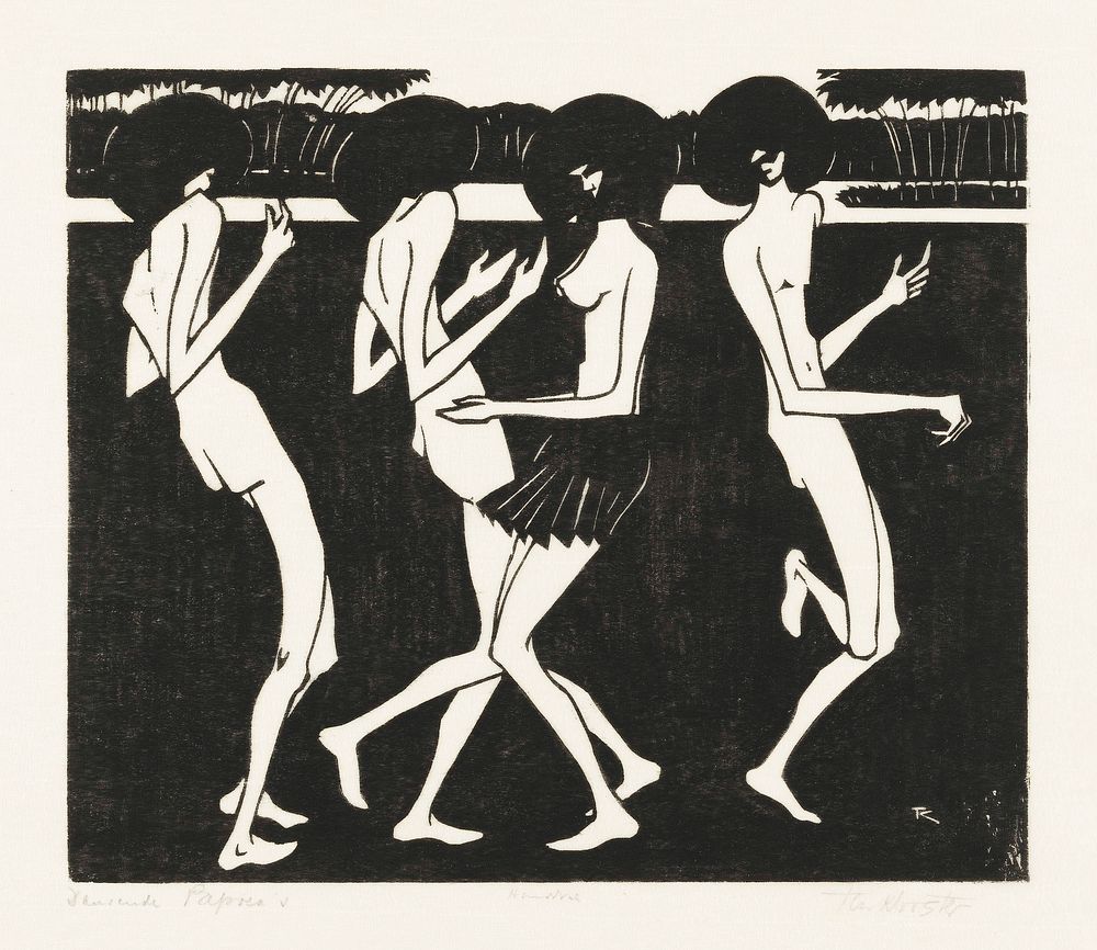 Dansende Papoea's (1921&ndash;1922) by Johannes Frederik Engelbert ten Klooster. Original from The Rijksmuseum. Digitally…