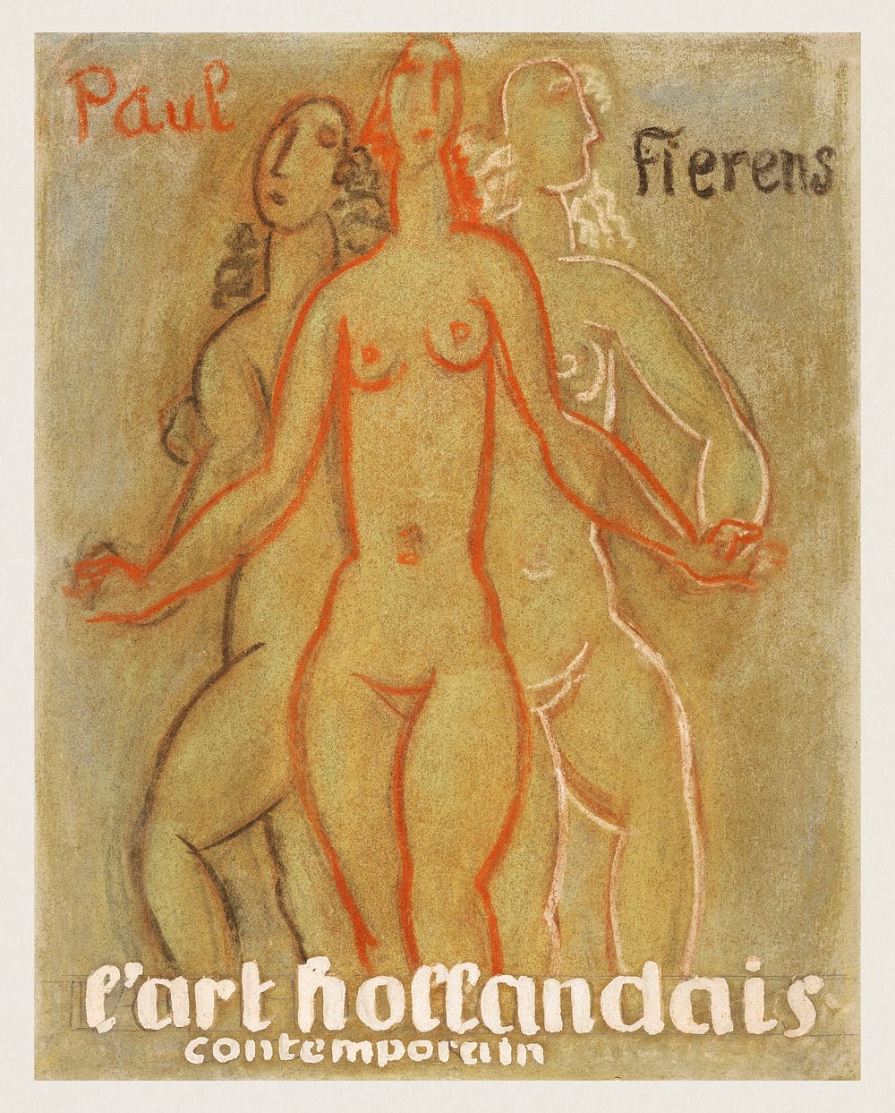 Ontwerp voor Paul Fierens "l'Art Hollandais comtemporain" drie naakte vrouwen (1933) by Leo Gestel. Original from The…