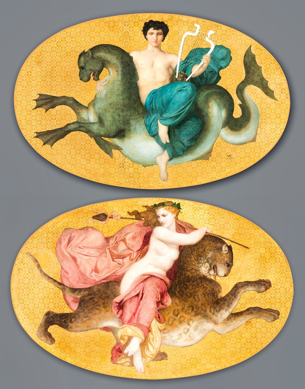 Arion on a Sea Horse and Bacchante on a Panther (pair) (1885) by William Adolphe Bouguereau. Original from The Cleveland…