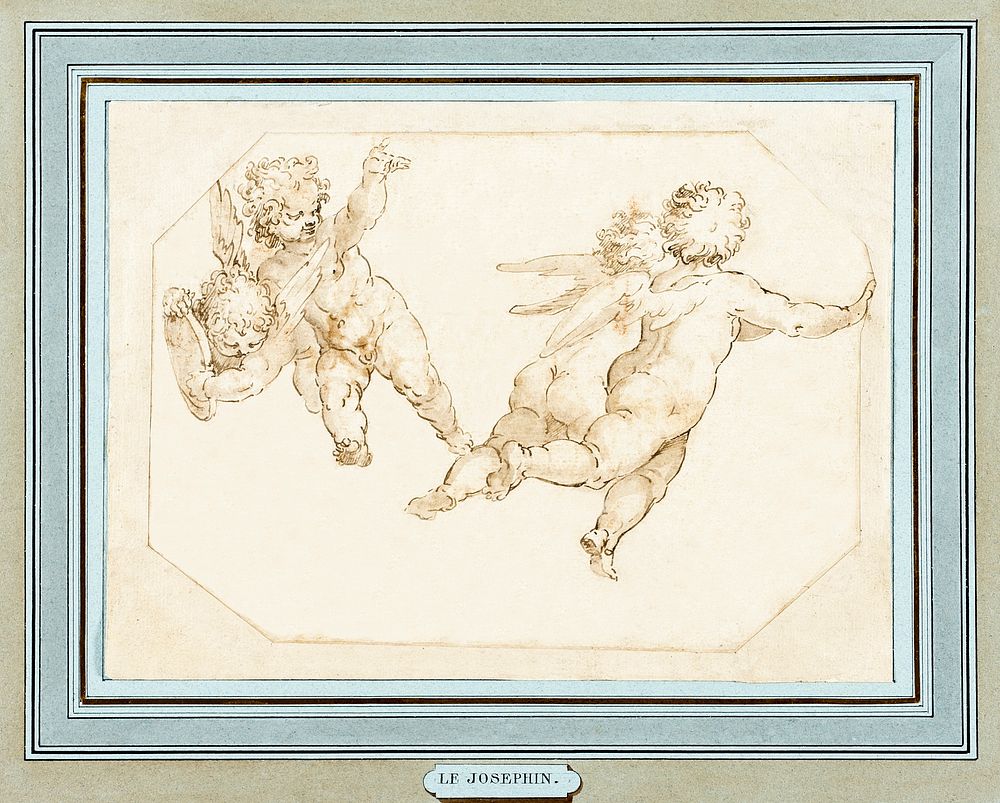 Study of Four Putti (recto); Detail from 'Lot and His Daughters' (verso) (during the 16th century). Original from the Los…