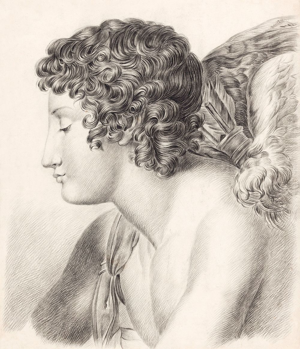 Studie van een engel (ca. 1819&ndash;1881) by Johannes Tavenraat. Original from The Rijksmuseum. Digitally enhanced by…