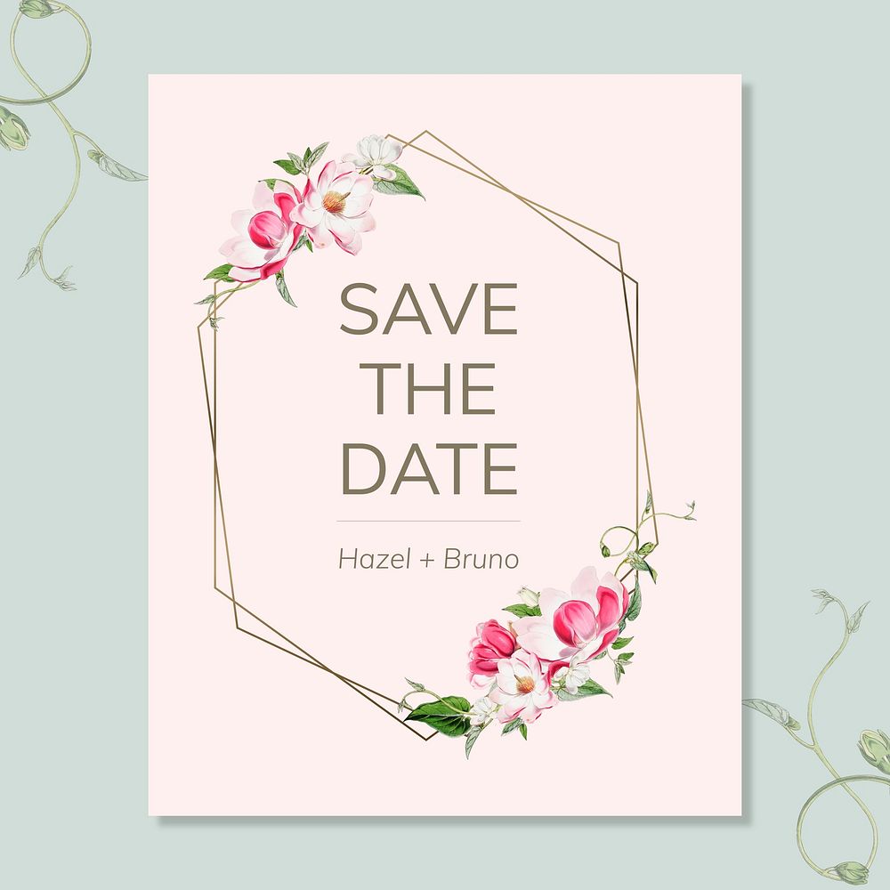 Save the date wedding invitation mockup card