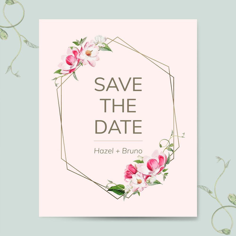 Save the date wedding invitation mockup vector