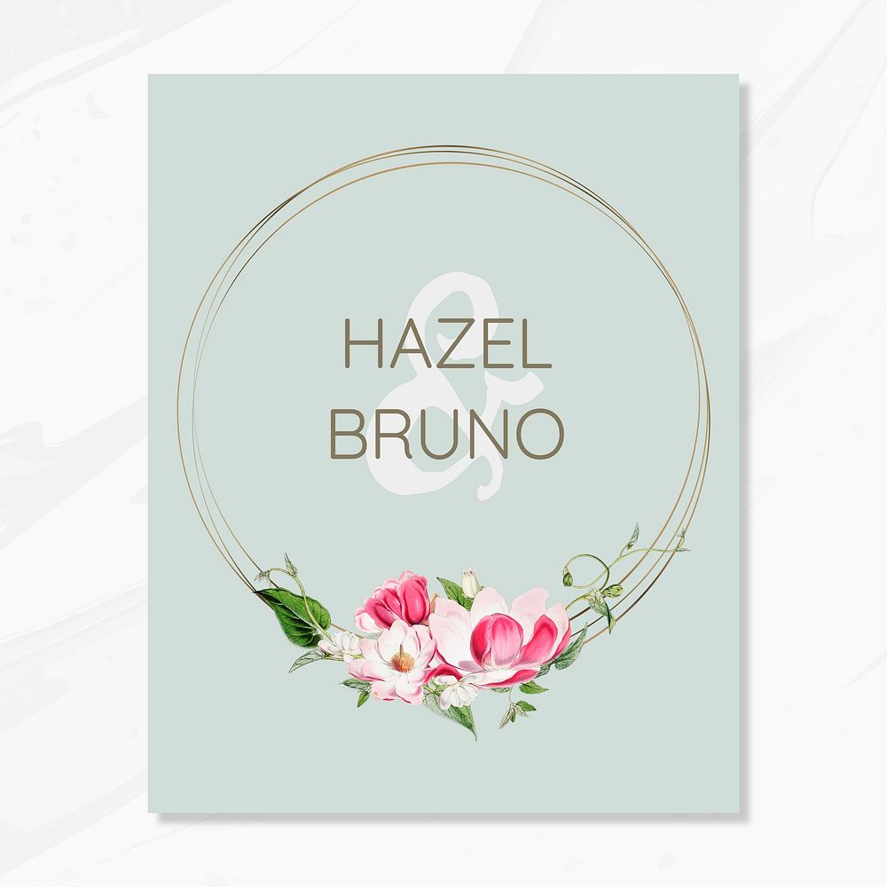 Flora wedding invitation card mockup