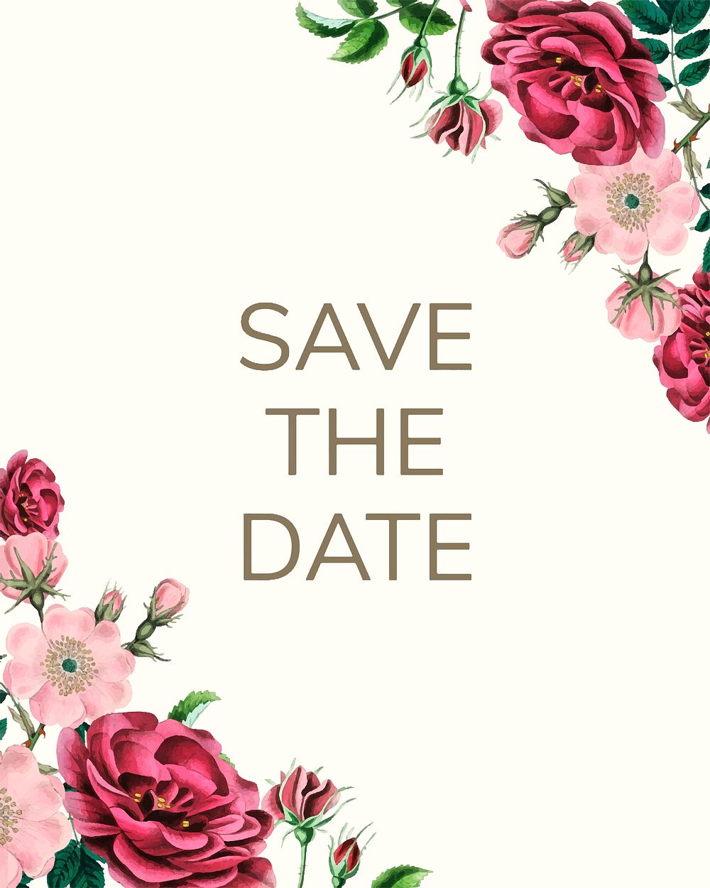 Save the date with floral design vector