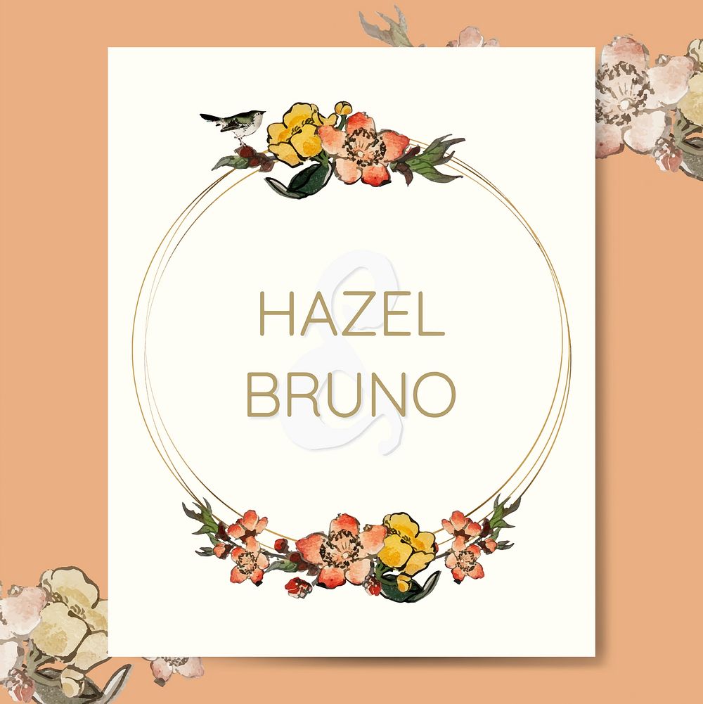 Save the date with floral frame vector