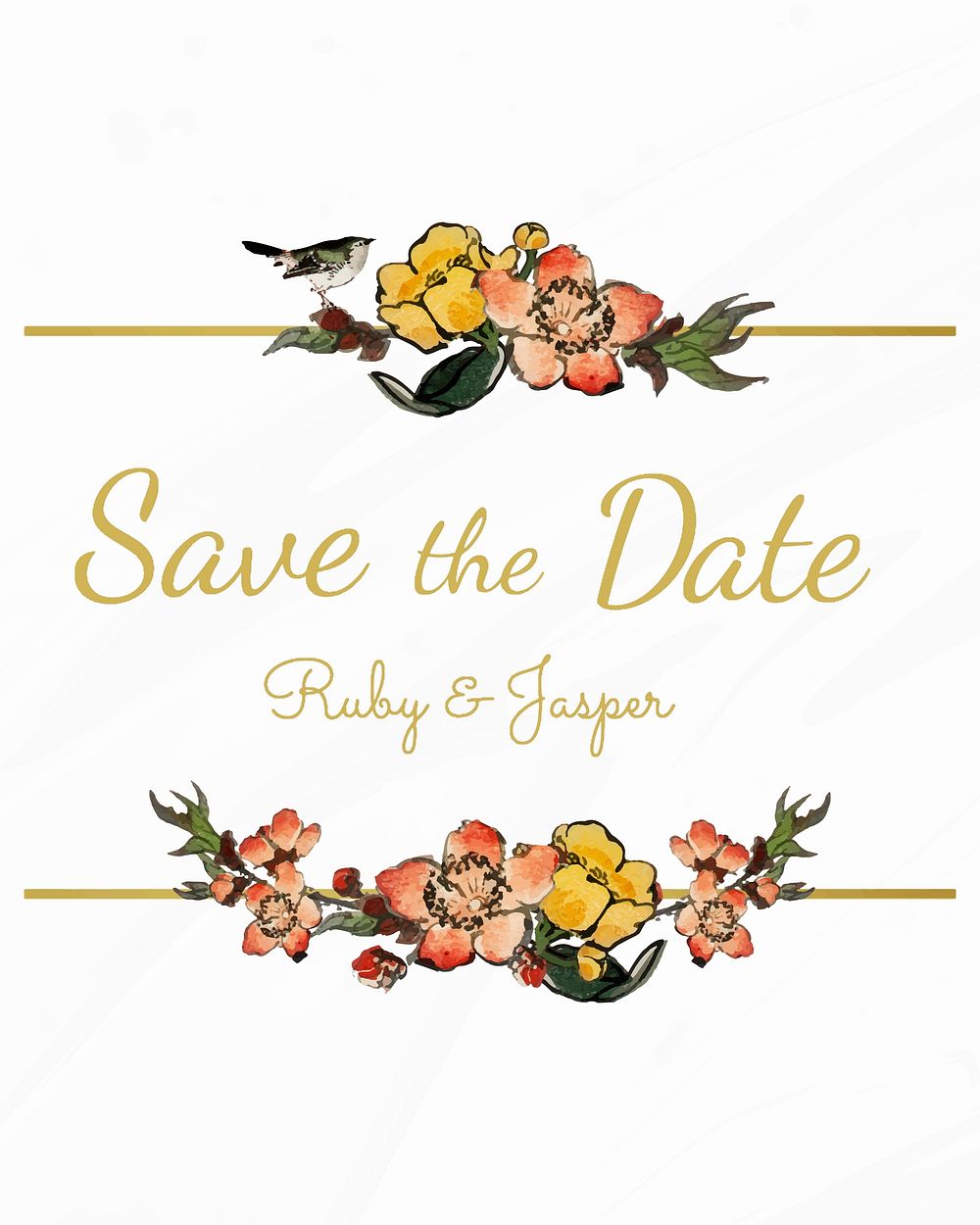 Save the date with floral design vector