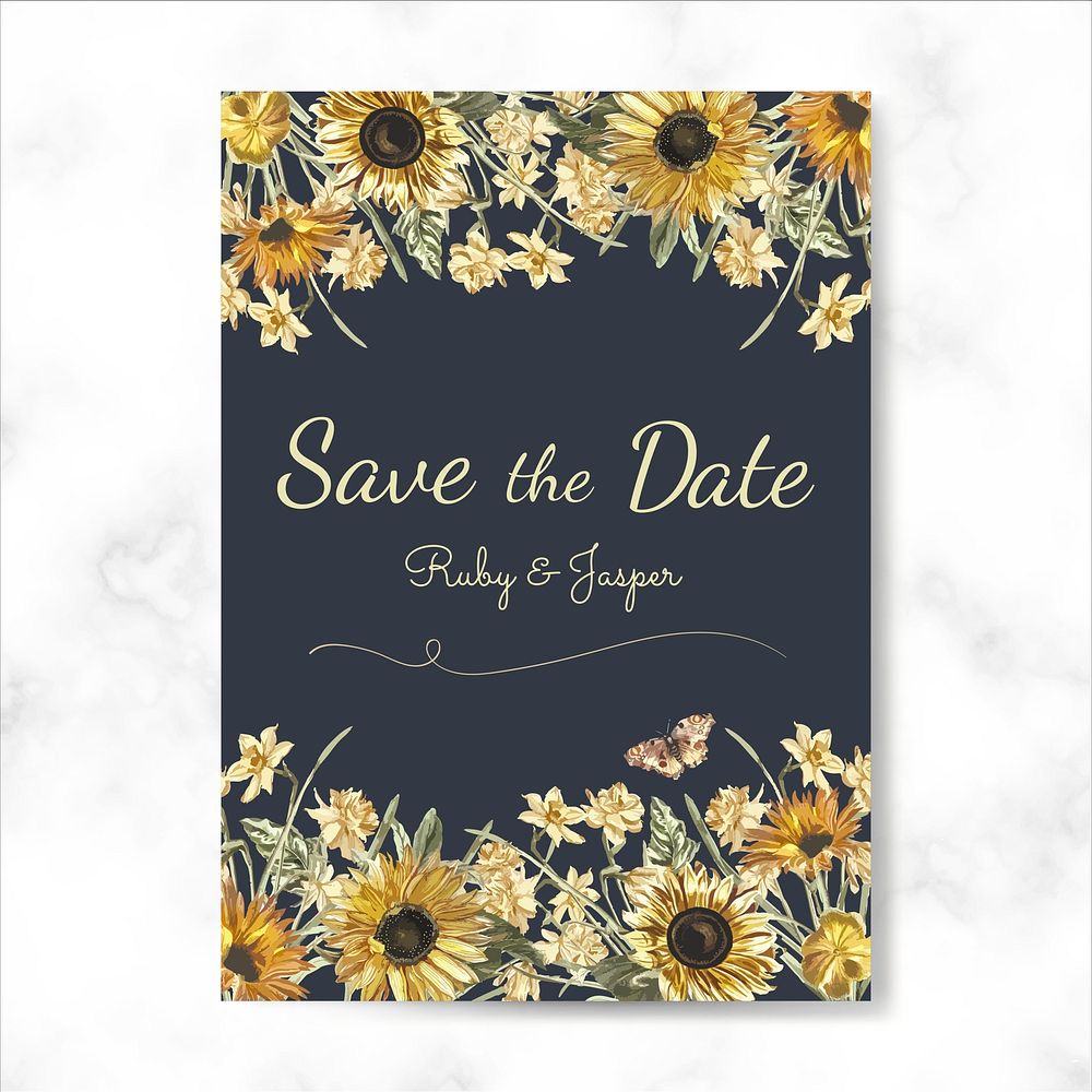 Romantic and floral invitation design mockup