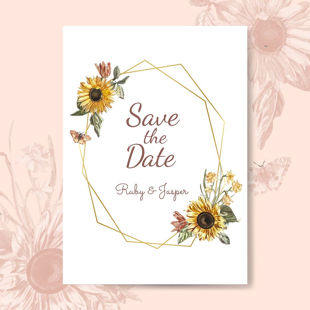 Romantic and floral invitation design mockup