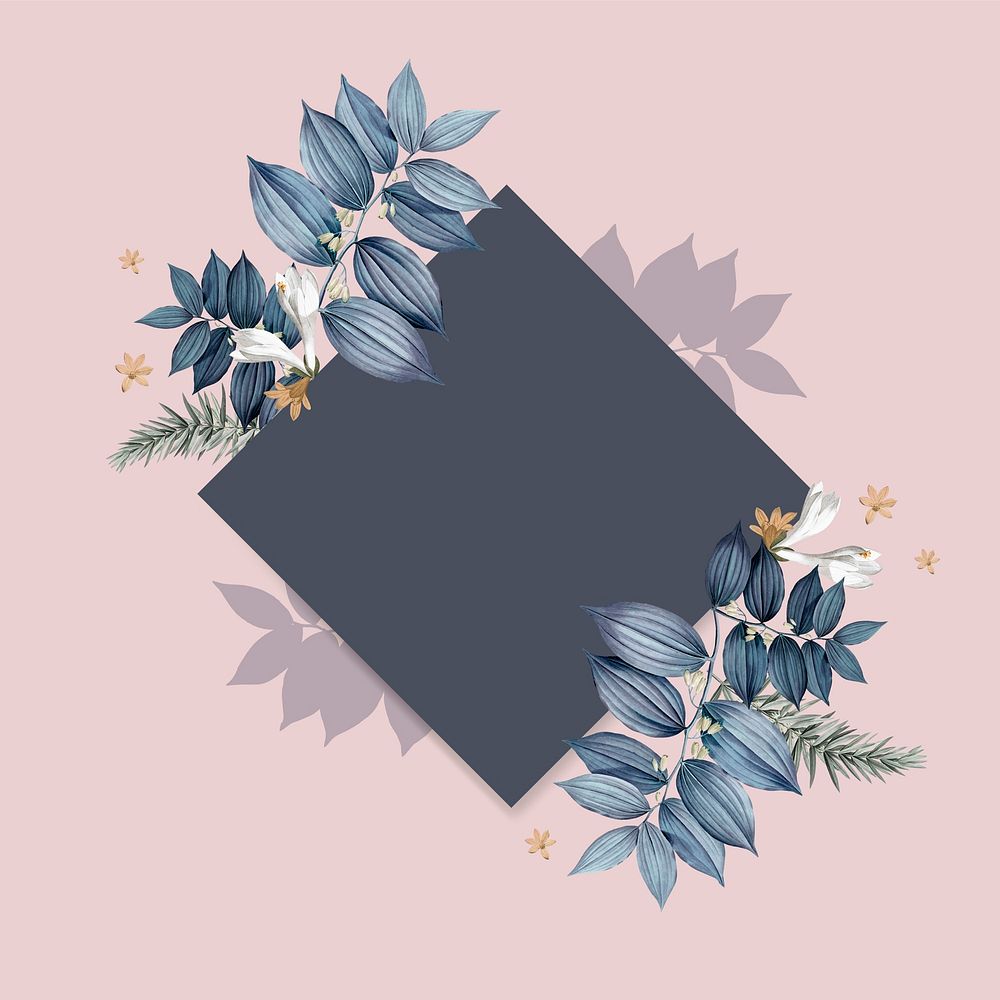 Blue floral blank square card design