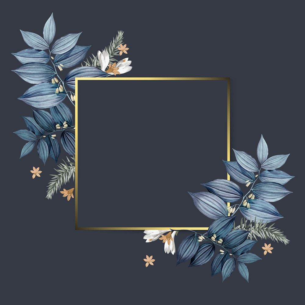 Empty floral golden frame design