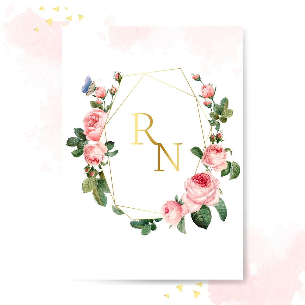 Wedding invitation card decorated with roses vector