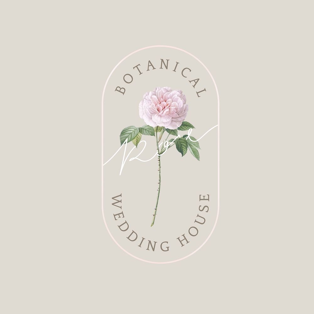 Botanical rose wedding house illustration