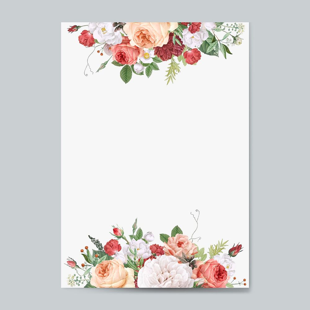 Floral wedding invitation mockup vector