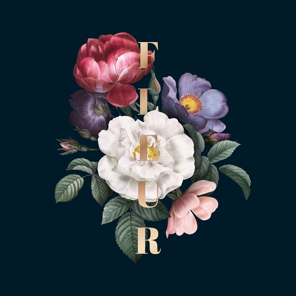 Floral word fleur typography design