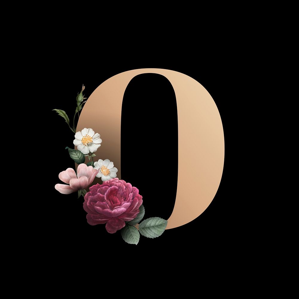 Classic and elegant floral alphabet font letter O vector