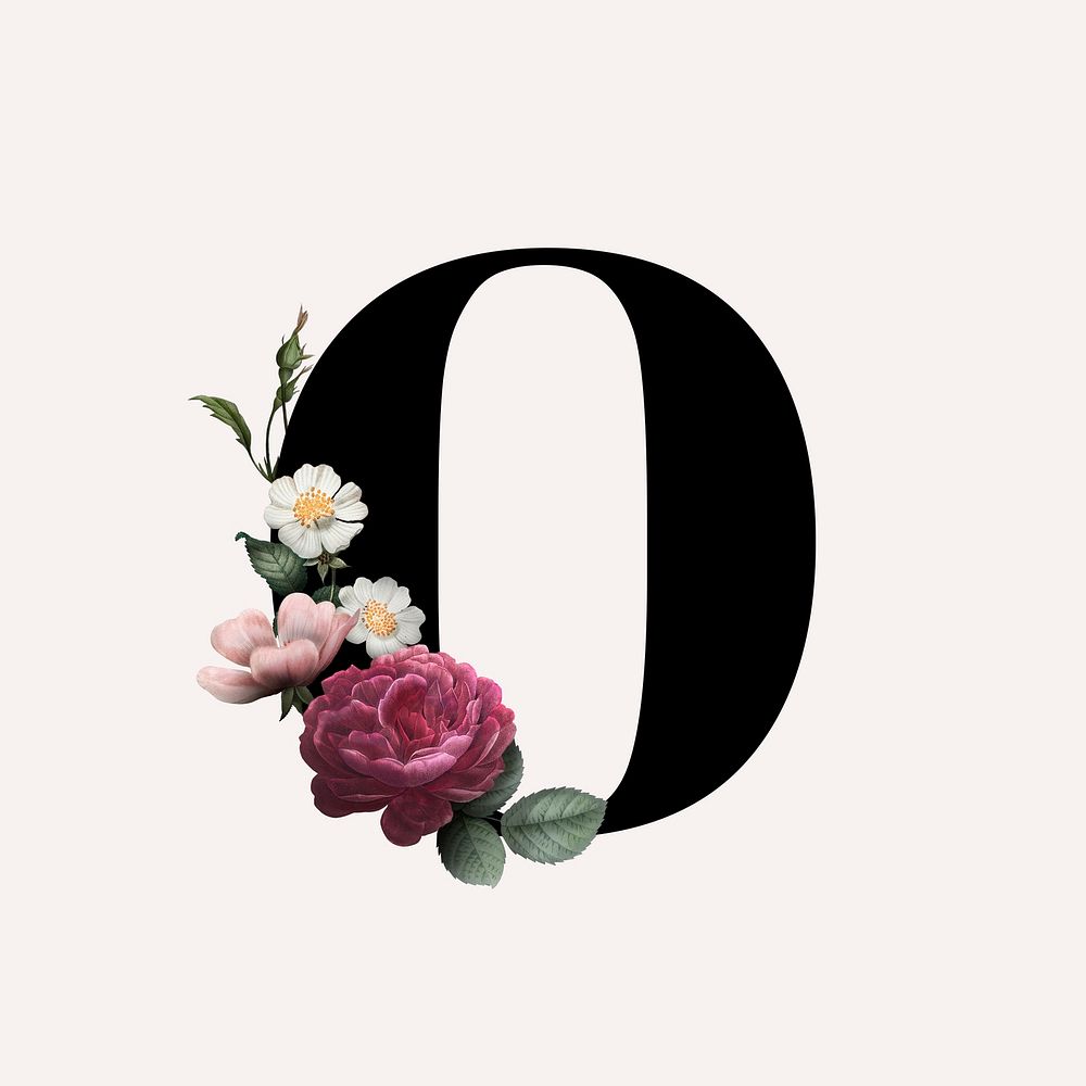 Classic and elegant floral alphabet font letter O