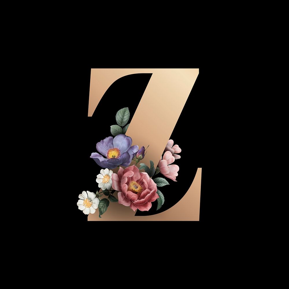 Classic and elegant floral alphabet font letter Z
