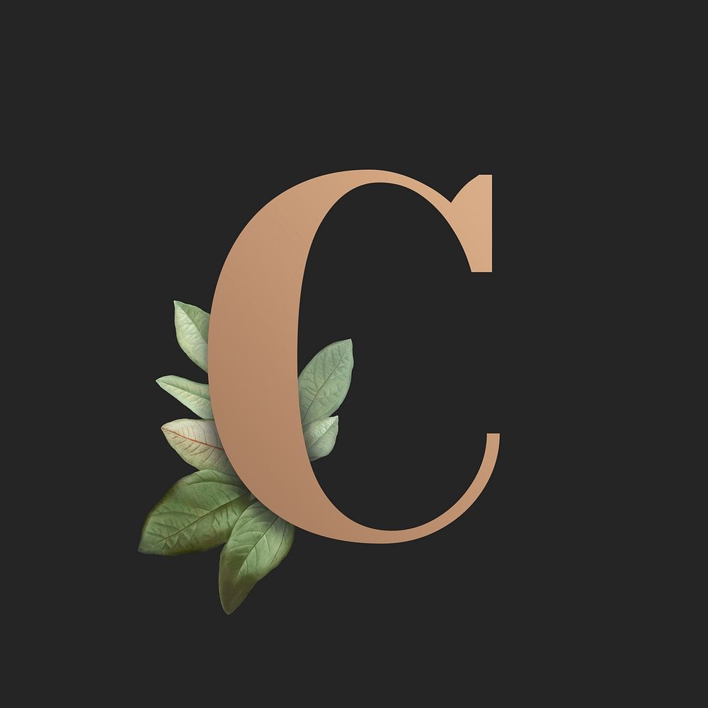 Botanical capital letter C illustration