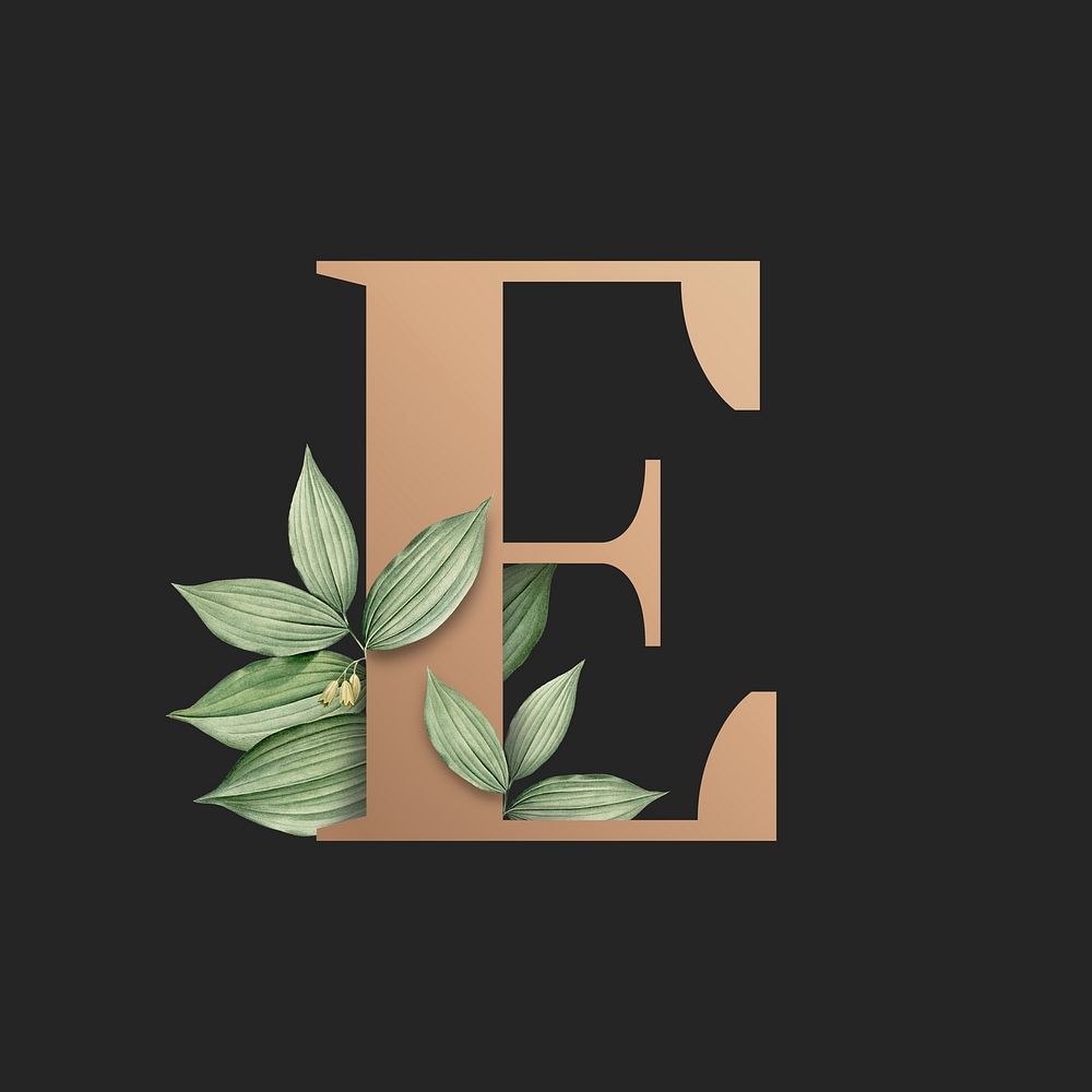Botanical capital letter E illustration