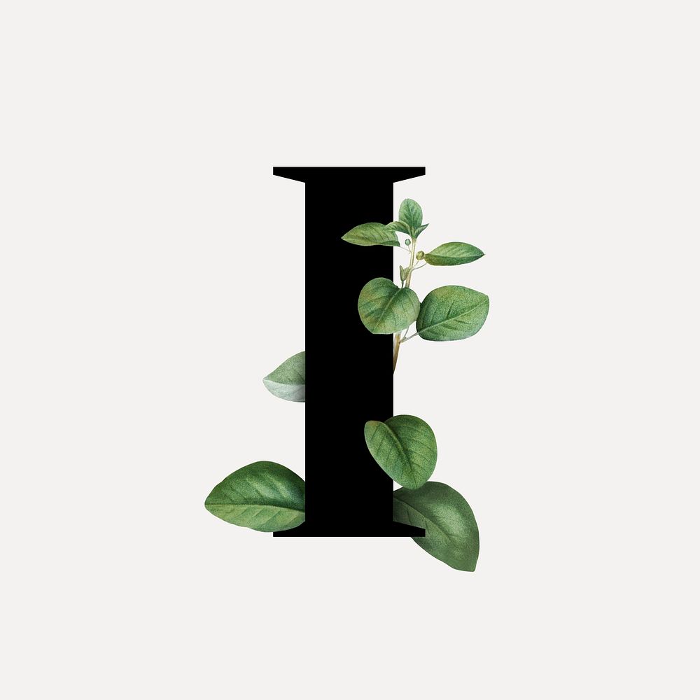 Botanical capital letter I illustration