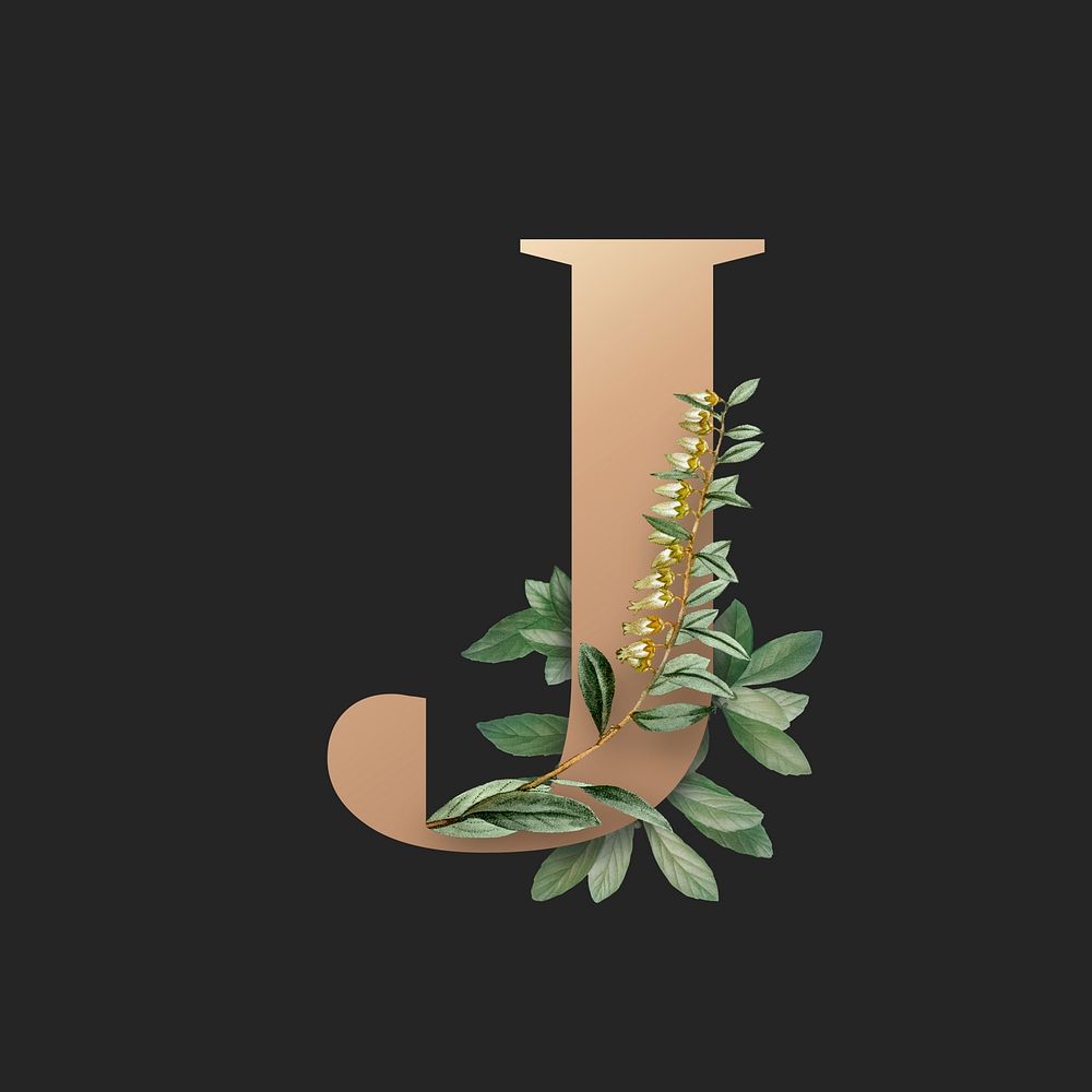 Botanical capital letter J illustration