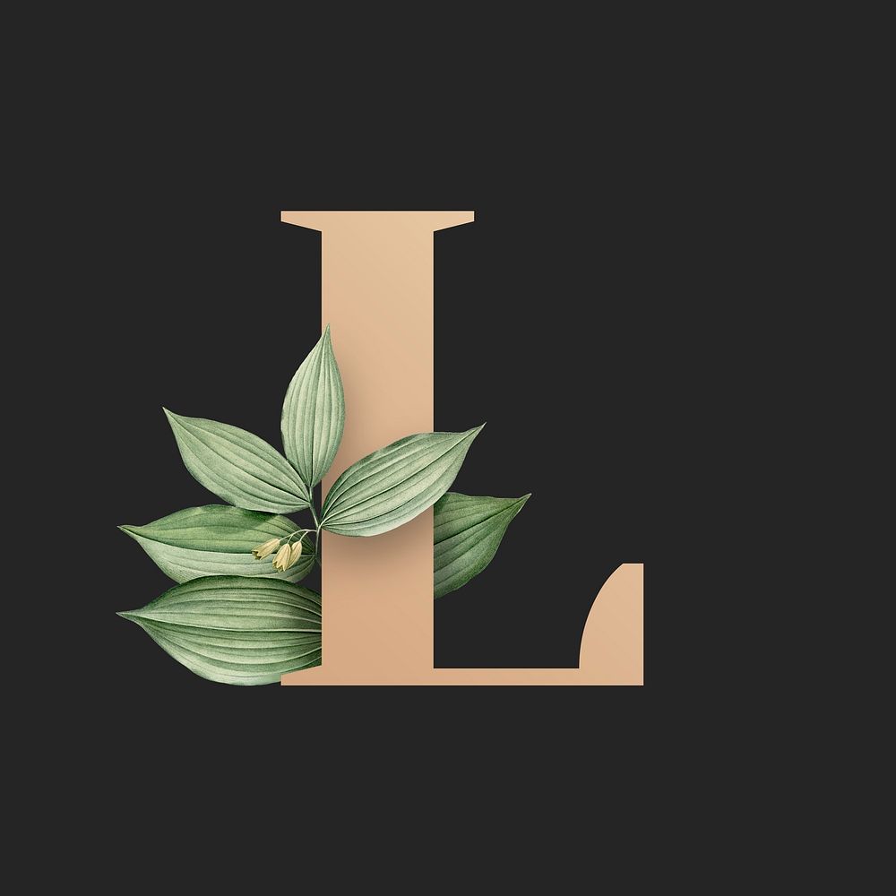 Botanical capital letter L illustration