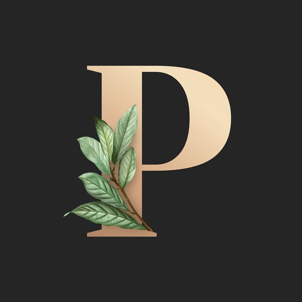 Botanical capital letter P illustration