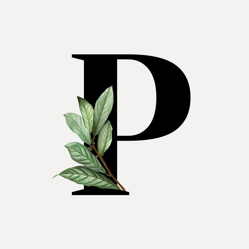 Botanical capital letter P vector