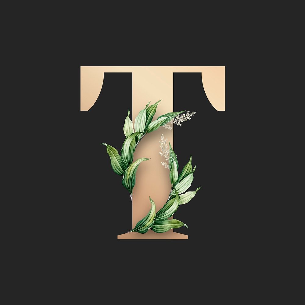 Botanical capital letter T illustration