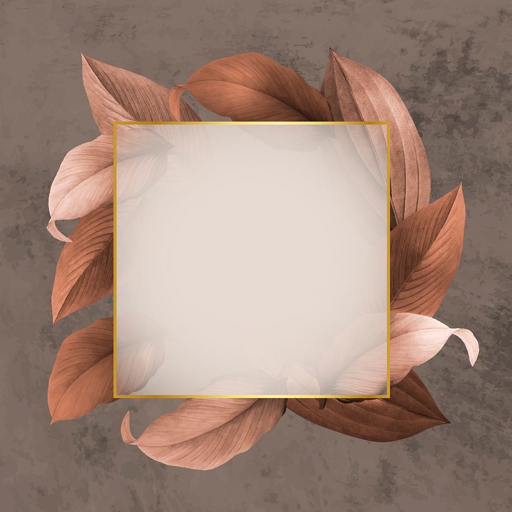 Golden frame on a brown leafy background vector