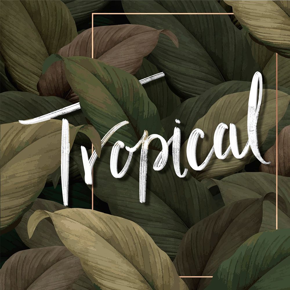 Green tropical leaves patterned poster vector