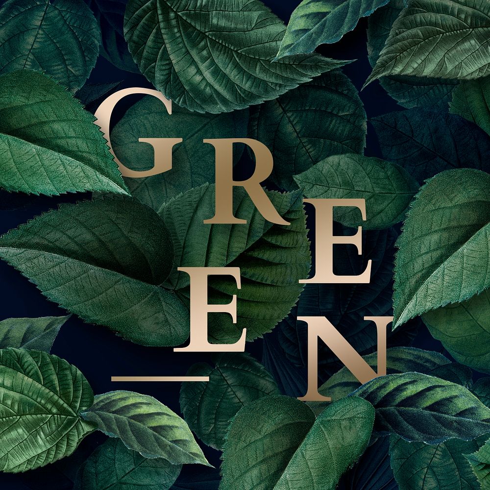 Green on a leafy background illustration
