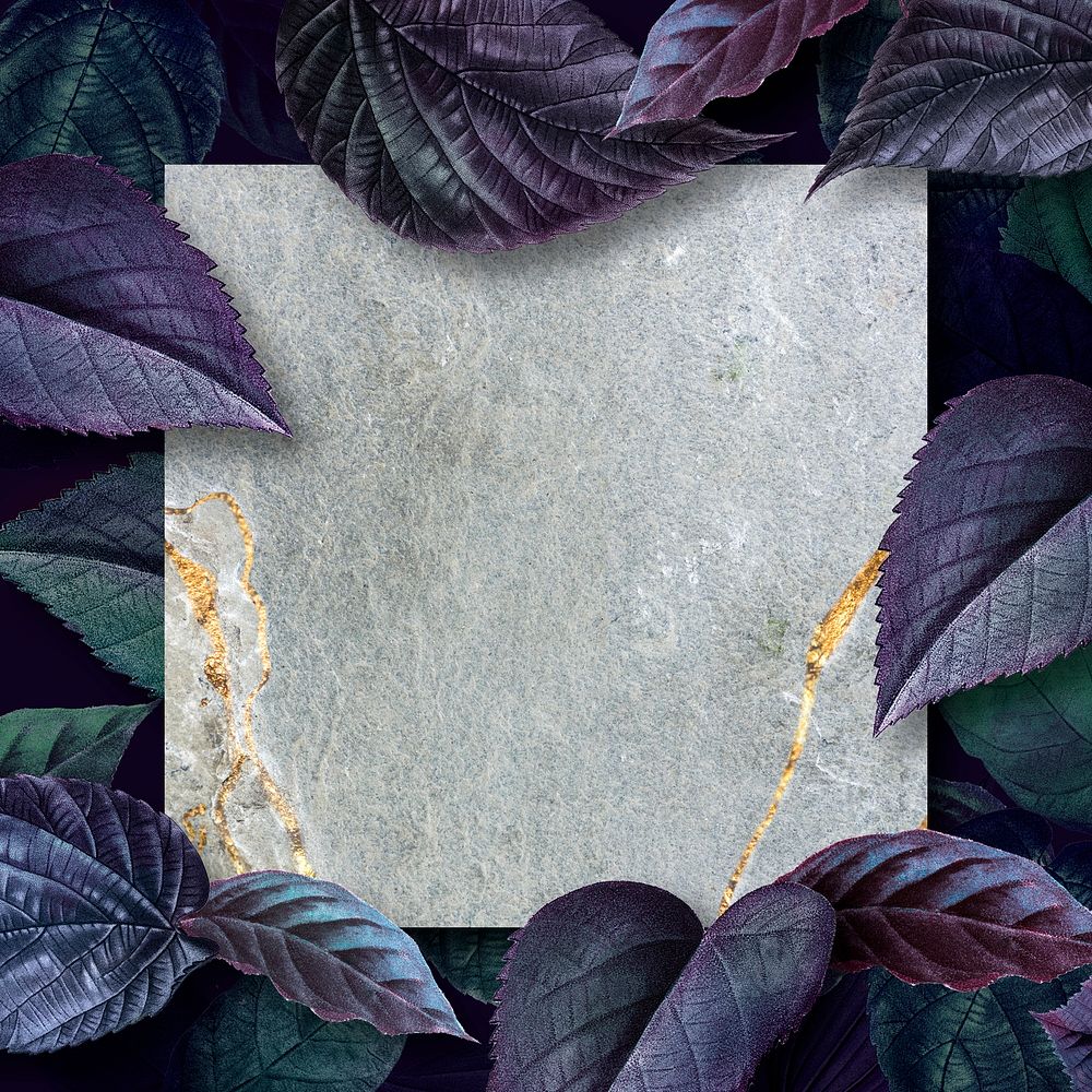 Marble texture frame on a leafy background illustration