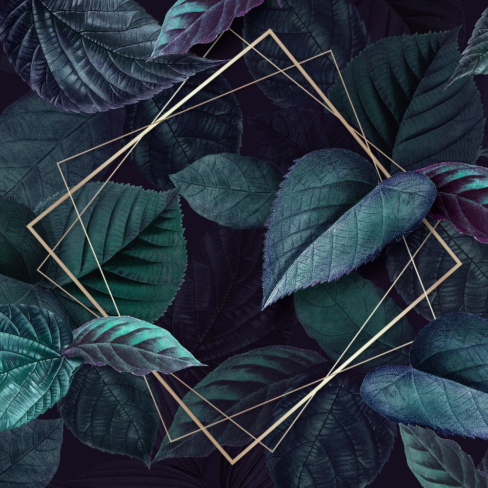 Rhombus frame on a leafy background illustration