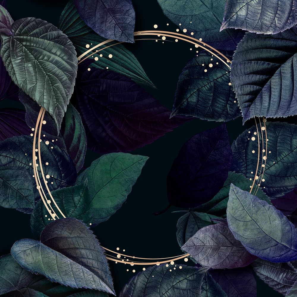 Round frame on a leafy background illustration