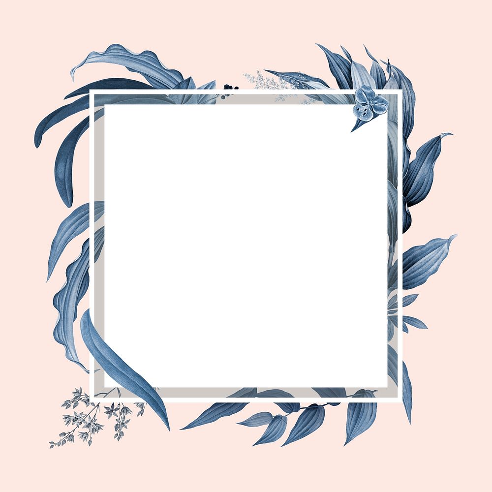 Empty frame with blue leaves design