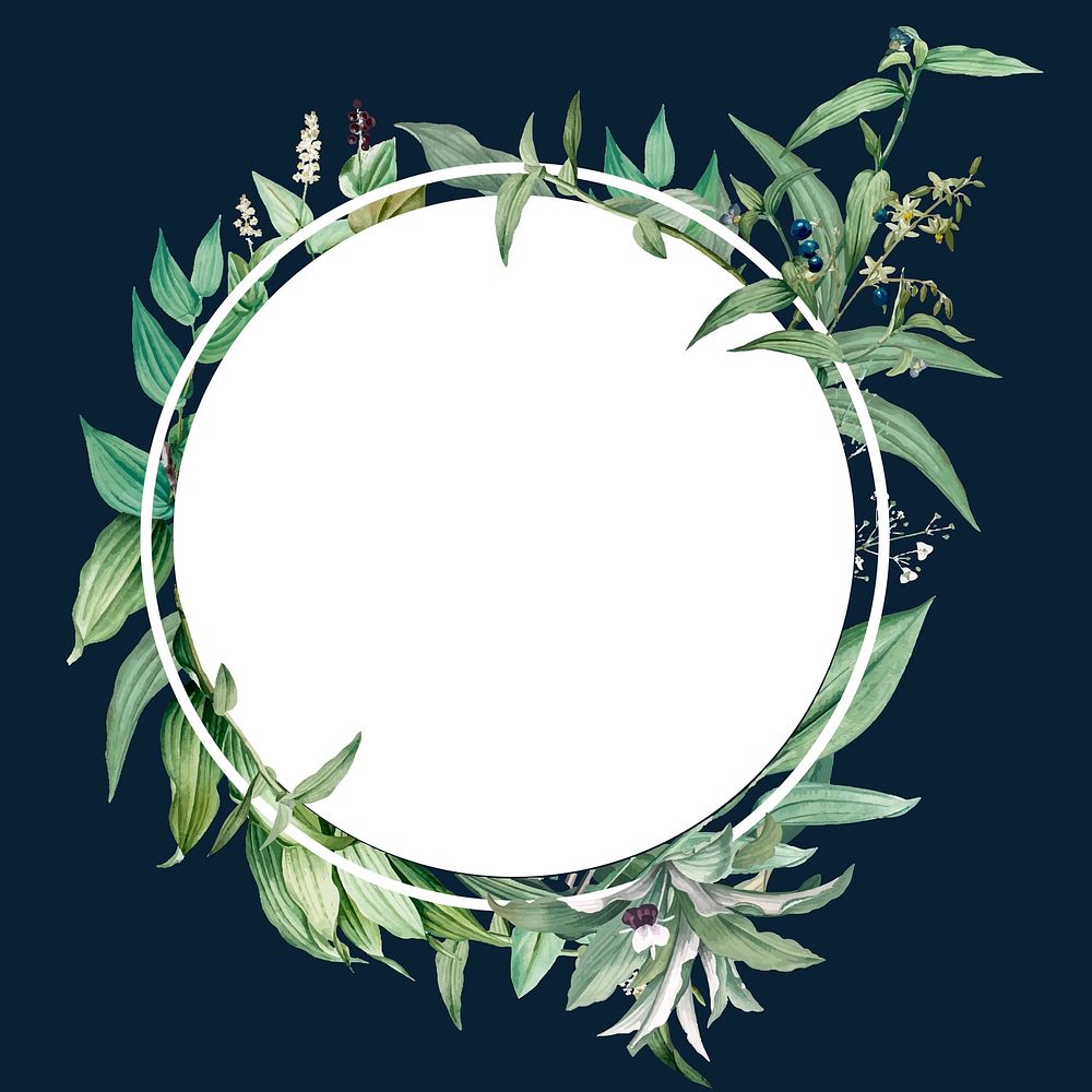 Empty frame with green leaves design vector