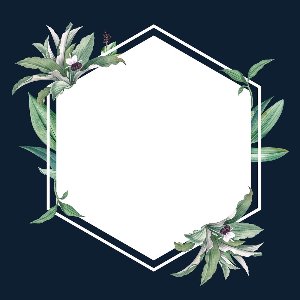 Empty frame with green leaves design