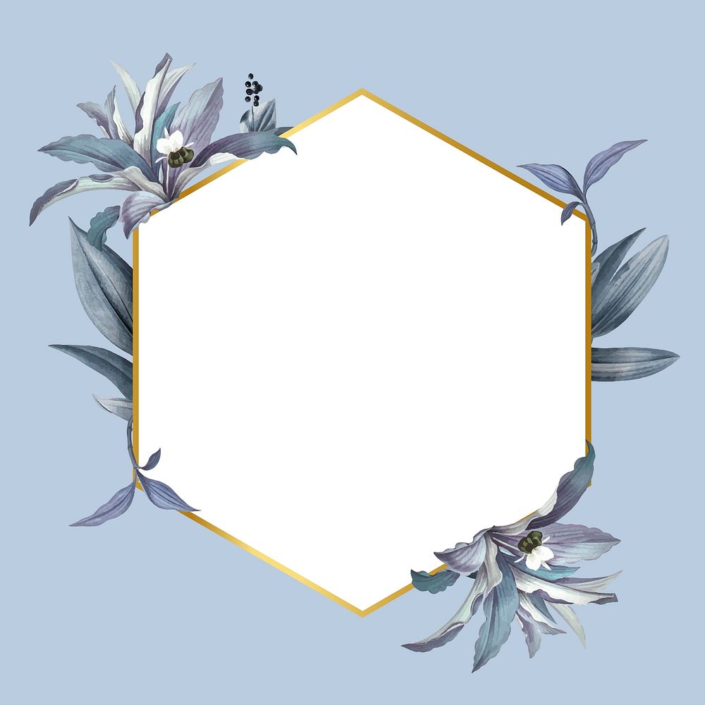 Empty frame with blue leaves design vector