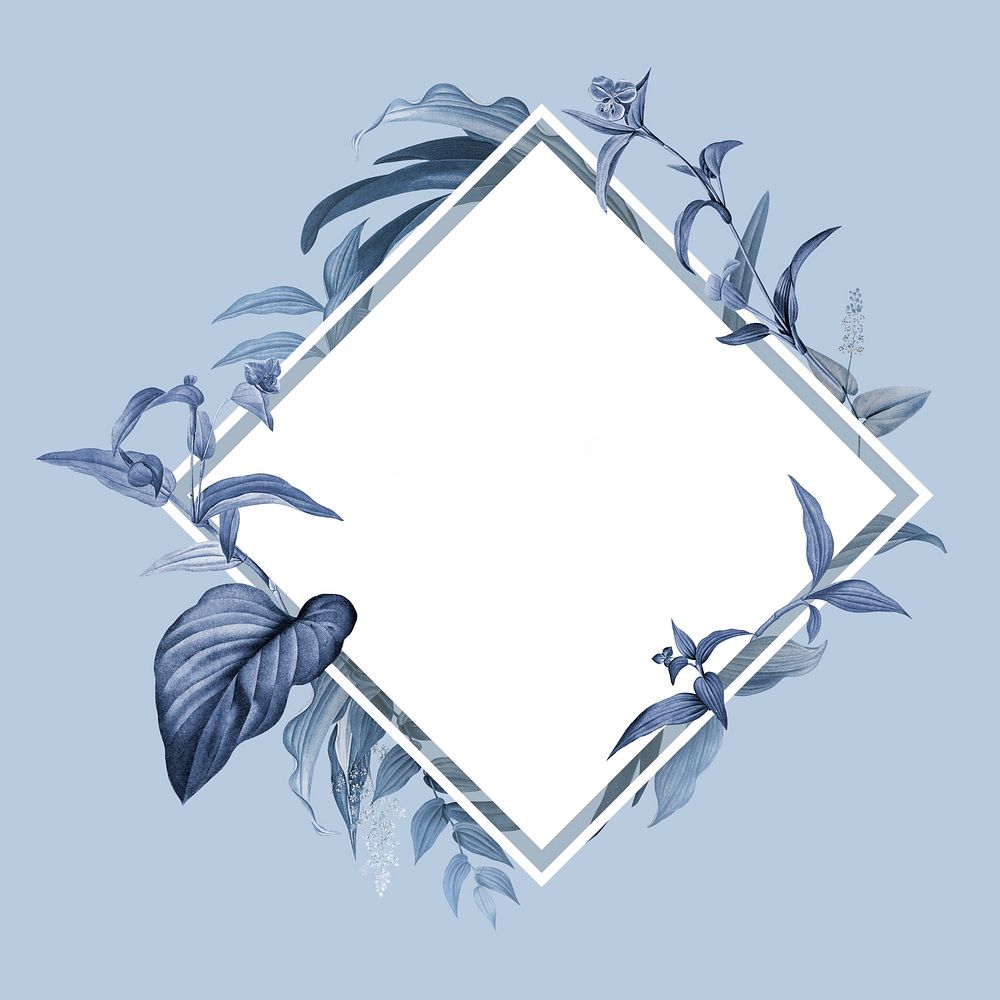 Empty frame with blue leaves design